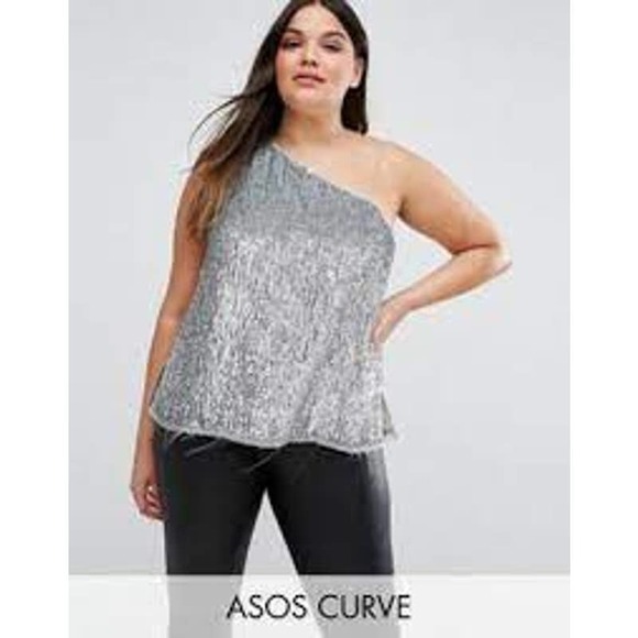 ASOS Curve Tops Nwt Asos Curve One Shoulder Sequin Top 2 Poshmark